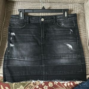 J Brand black denim distressed skirt